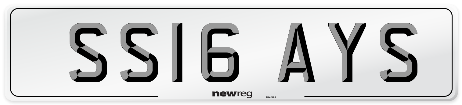 SS16 AYS Number Plate from New Reg